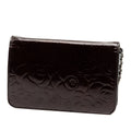CC Embossed Patent Camellia Wallet On Chain