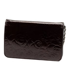 CC Embossed Patent Camellia Wallet On Chain