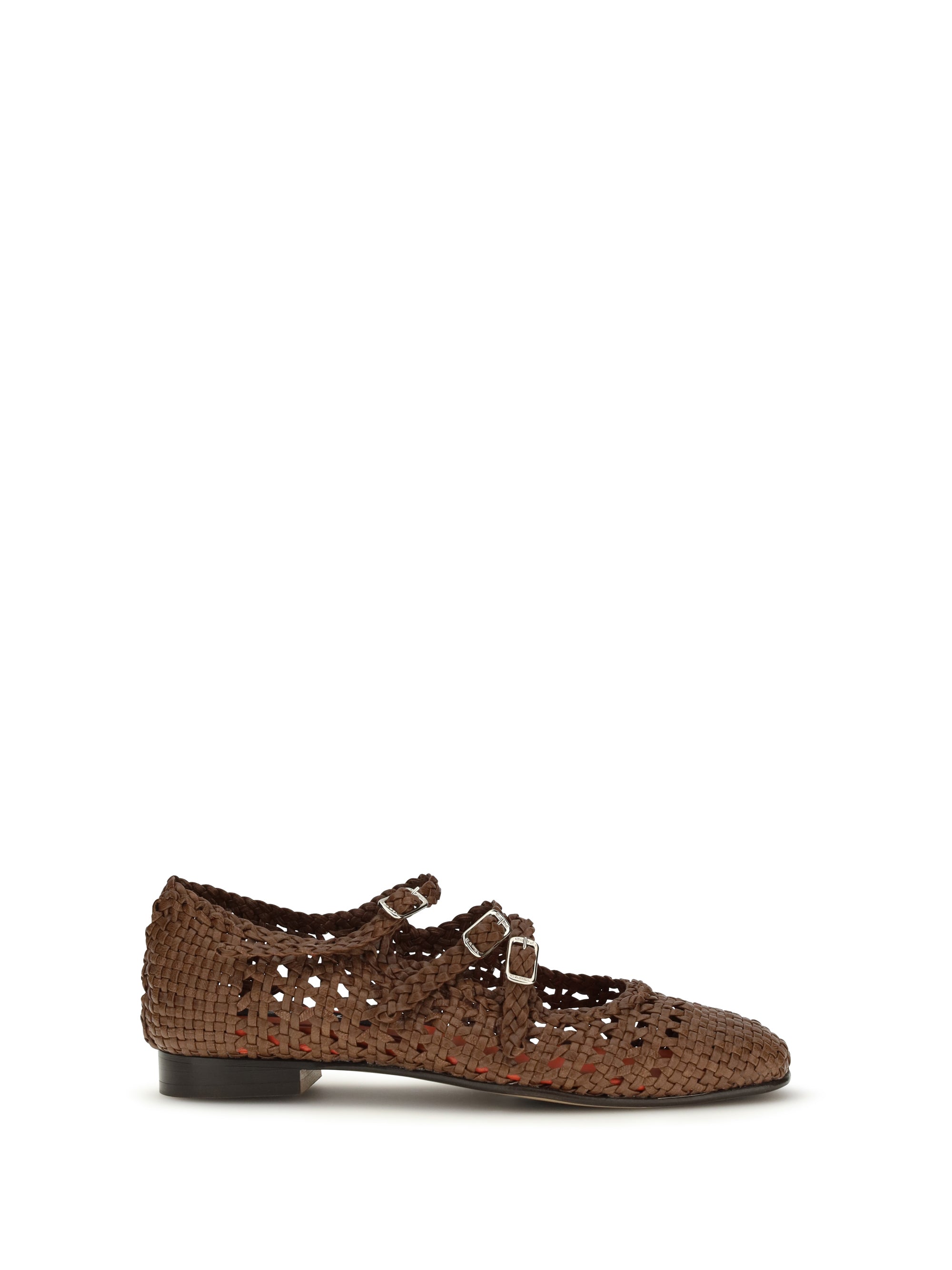 Carel Paris Woven Leather Mary Jane Flat — Cognac