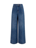 Self-Portrait Crystal-Striped Lyocell Jeans — Blue