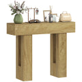 Narrow 42 in Farmhouse Console Table with Thick Top for Entryway, Hallway, Oak
