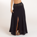 Lounge Underwear Lace Insert Maxi Skirt - Black