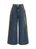 Ella Painted-Side Oversized Jeans — Blue