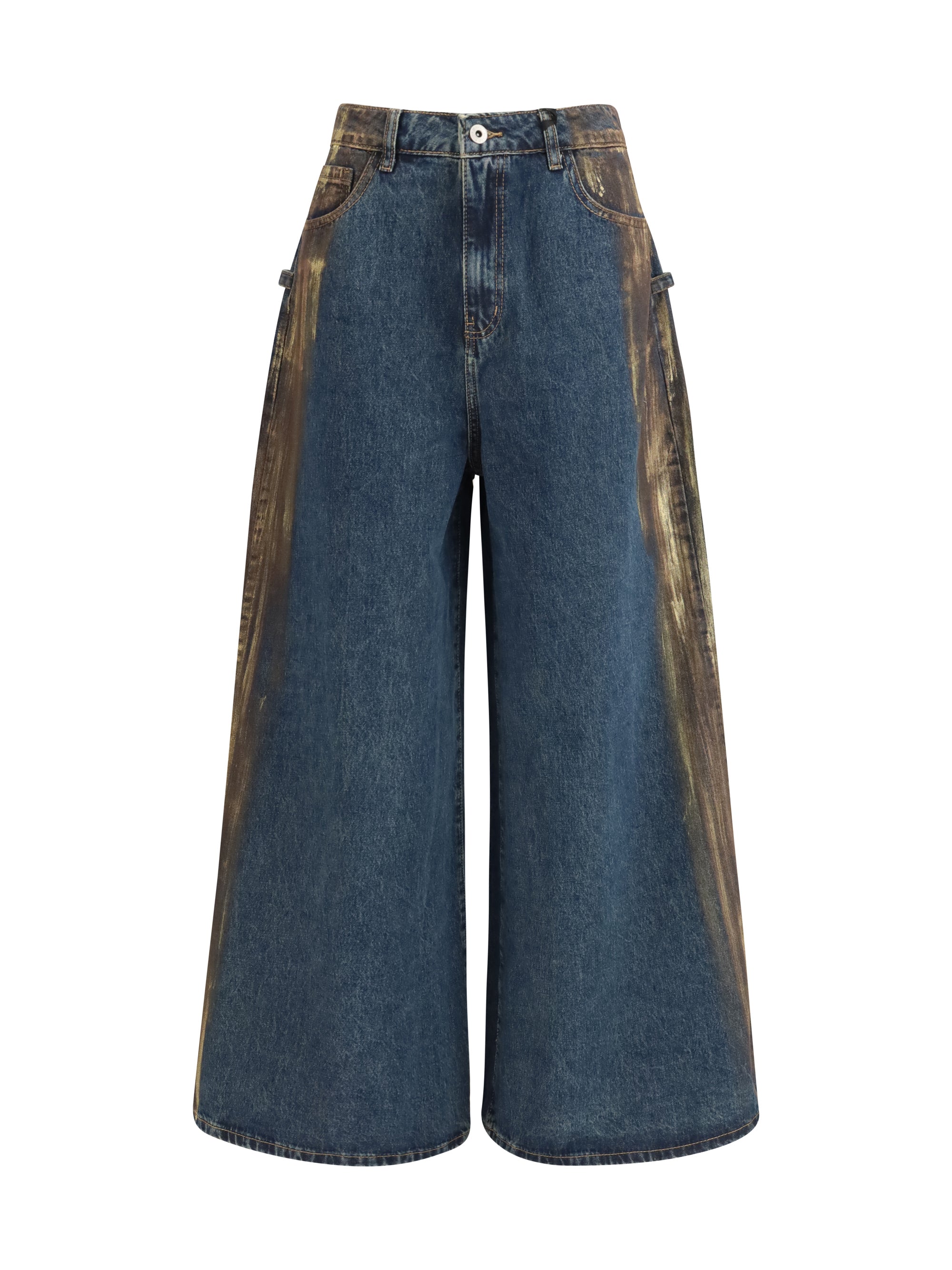 Ella Painted-Side Oversized Jeans — Blue