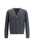 Gucci Logo-Embroidered Silk-Wool Cardigan — Gray