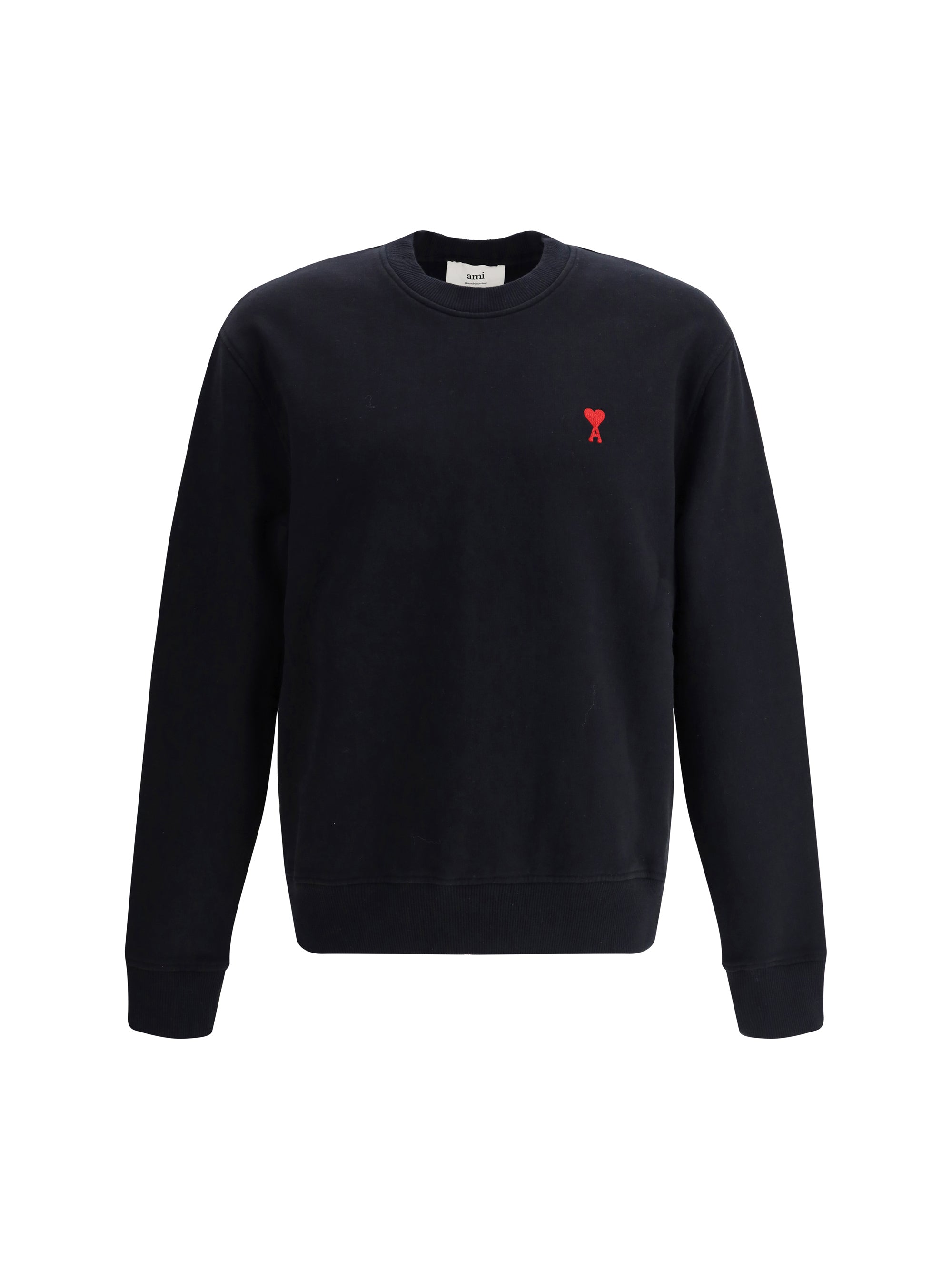 Sudadera de algodón con el logo bordado de AMI Paris - Negra