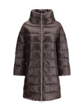 Herno Quilted Midi Down Jacket — Brown