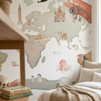 Vinilo Decorativo Infantil Mapa Mundi XL GLOBOS 220x180cm