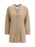 Fabiana Filippi Fine Knit V-Neckline Cardigan — Beige