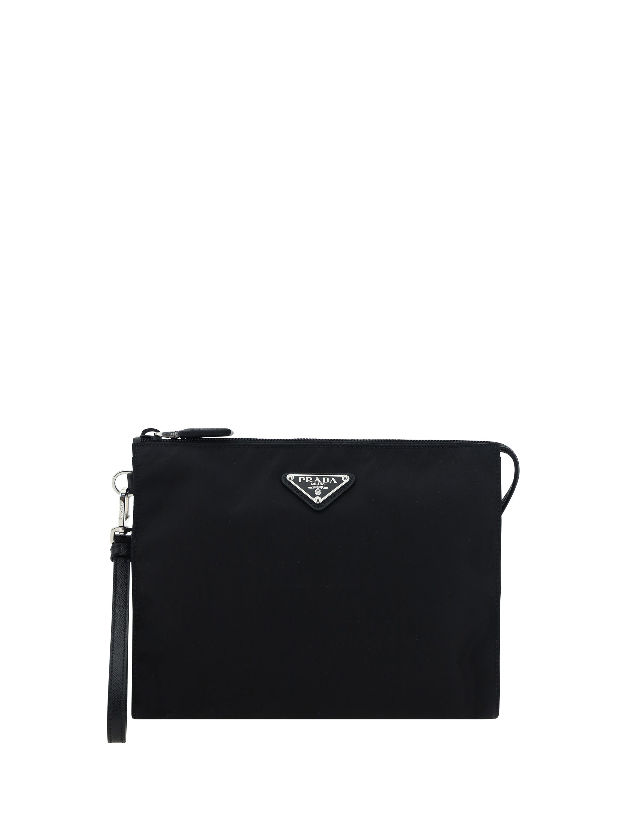 Prada Logo Nylon Pouch Pouch — Black