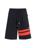 GCDS Logo Stripe Bermuda Shorts — Black