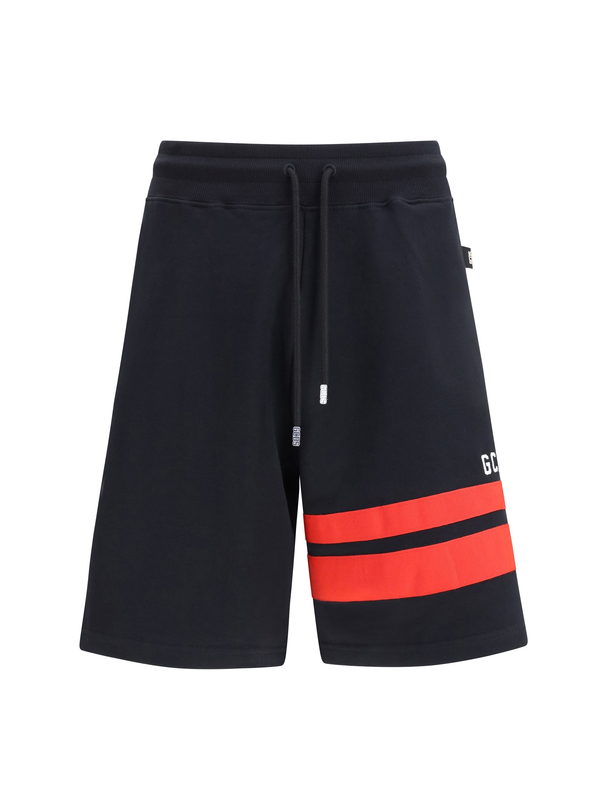 GCDS Logo Stripe Bermuda Shorts — Black