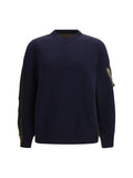 Sacai Contrast-Panel Cotton-Nylon Sweatshirt — Navy