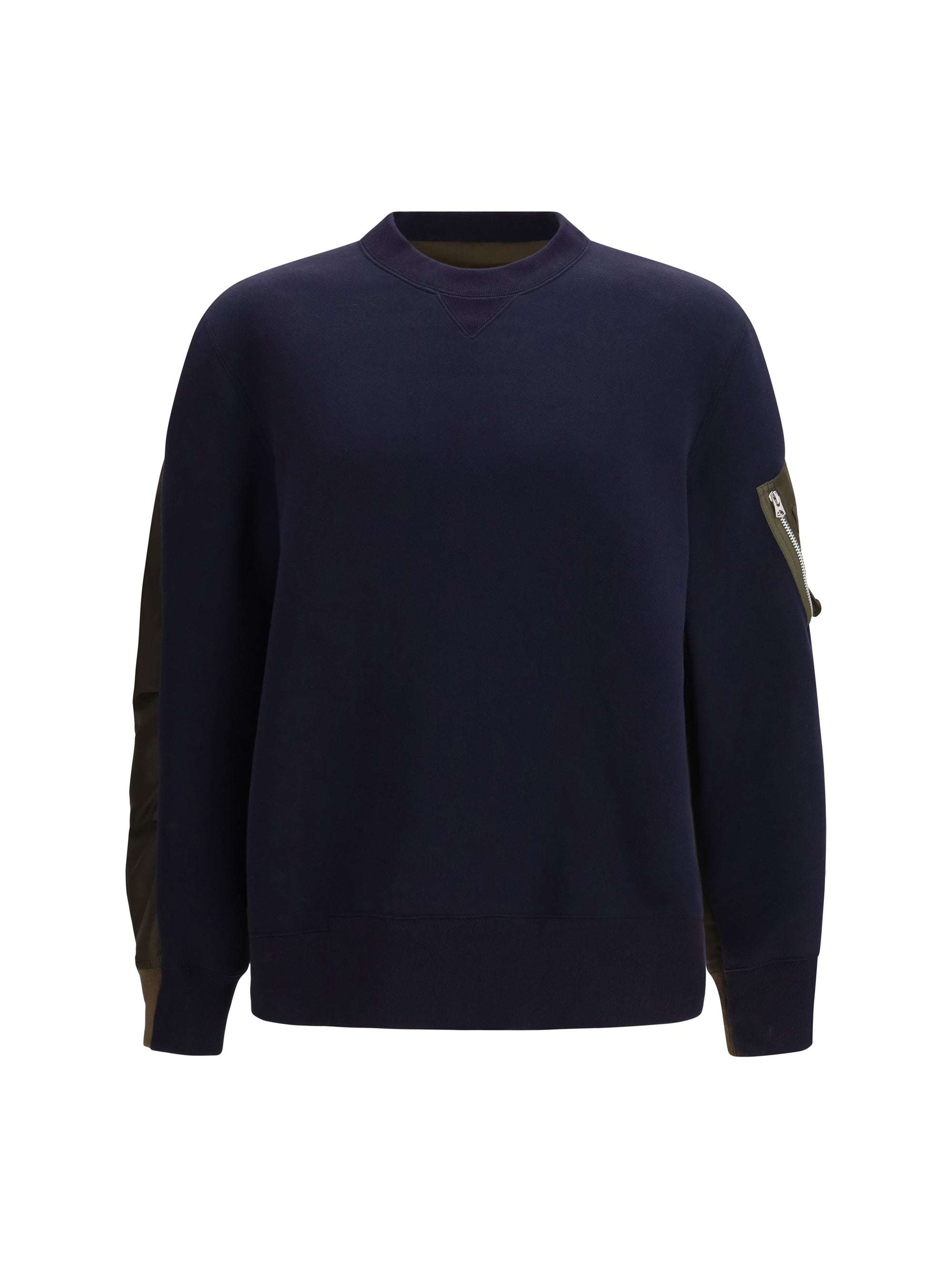 Sacai Contrast-Panel Cotton-Nylon Sweatshirt — Navy