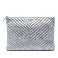 Large Chevron Metallic Aged Calfskin O Case Clutch