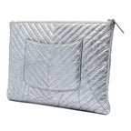 Large Chevron Metallic Aged Calfskin O Case Clutch