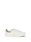 Burberry Check-Trimmed Leather Sneakers — White