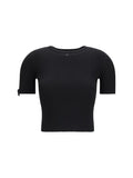 CourrèGes Ribbed Crew Neck Tank Top — Black