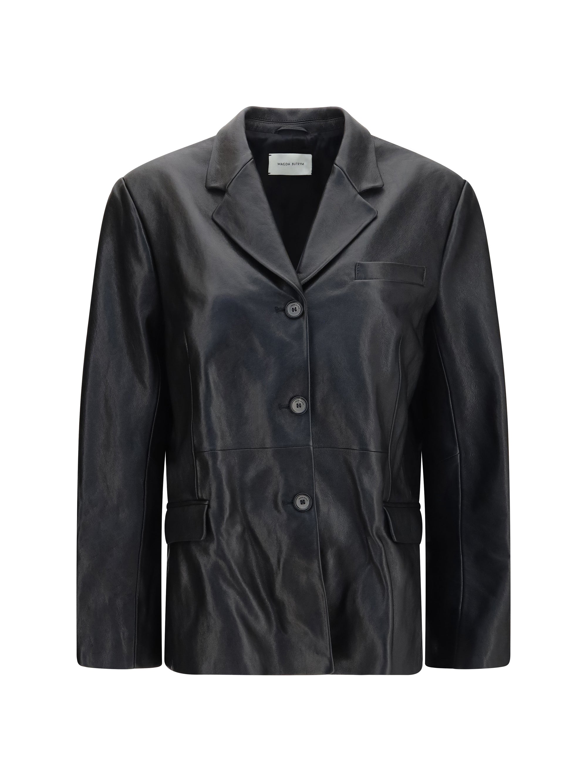 Magda Butrym Sheep Leather Blazer — Black