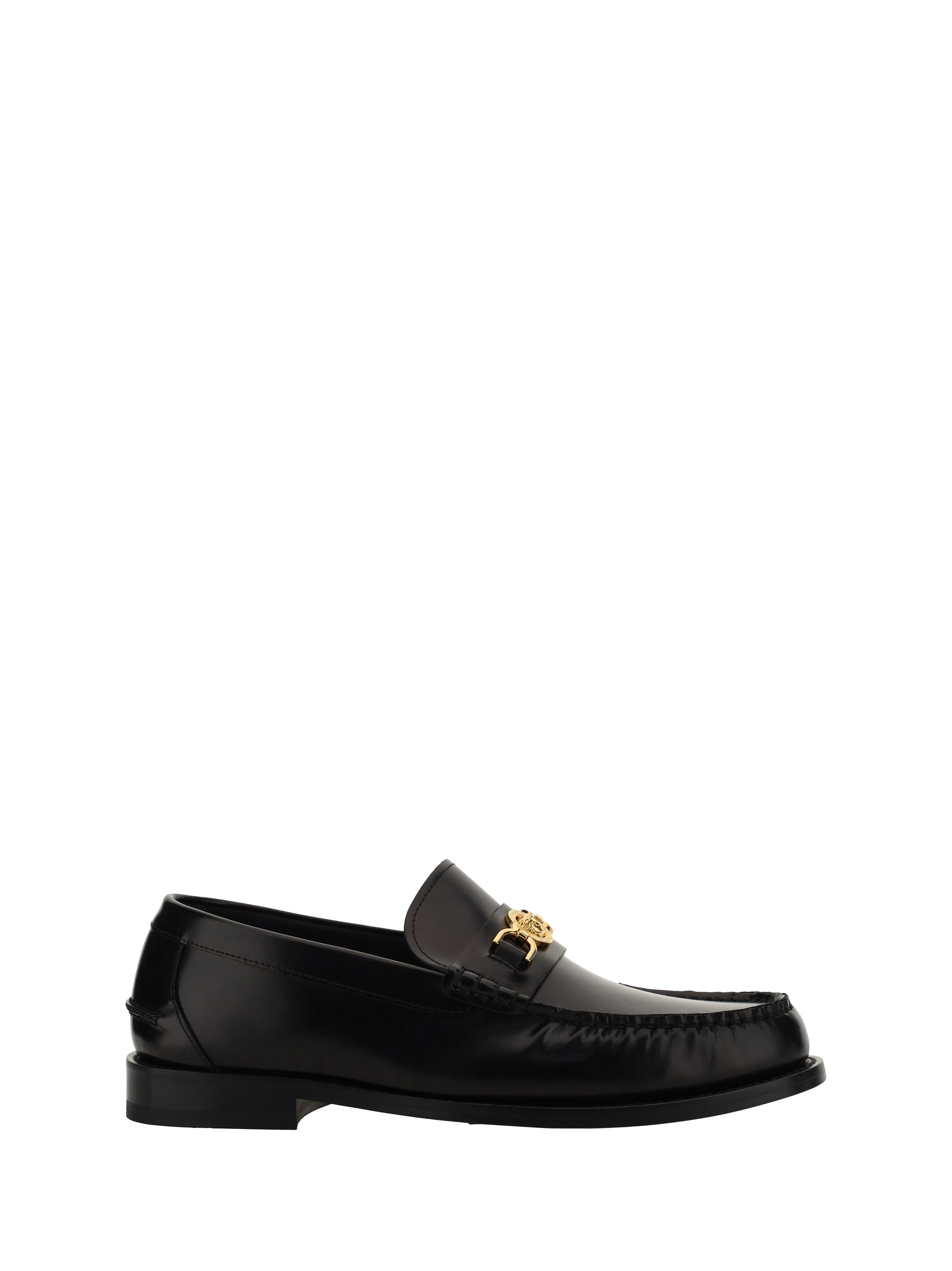 Versace Medusa-Plaque Leather Loafer — Black