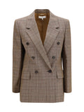 Chloé Checked Double-Breasted Blazer — Brown
