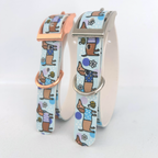 Bee Happy Dachshunds Blue Handmade Dog Collar