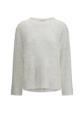 Brunello Cucinelli Openwork Silk-Nylon Sweater — White