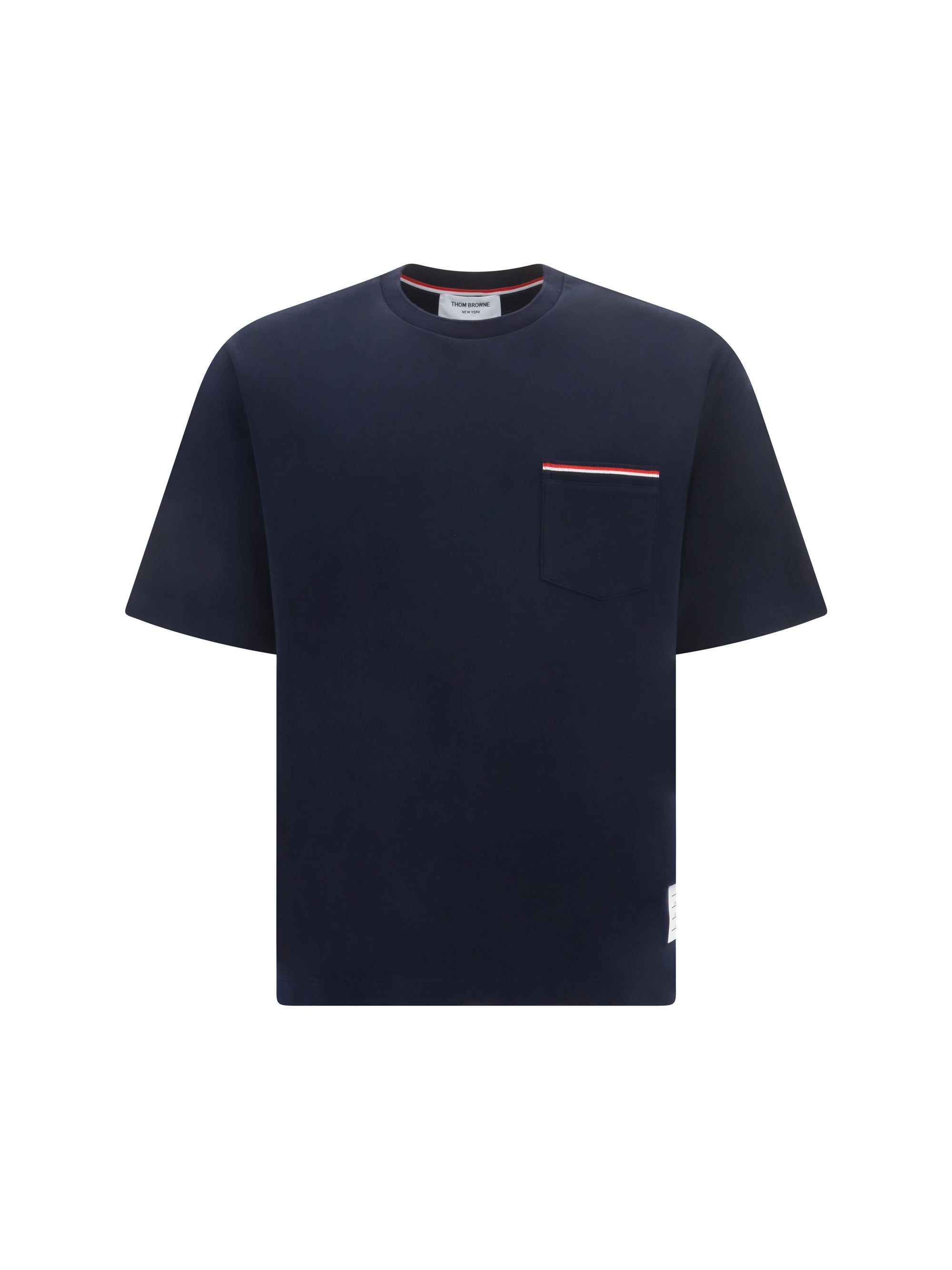 Thom Browne Patch Pocket Cotton T-Shirt — Navy