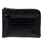Croc Embossed Leather Clutch