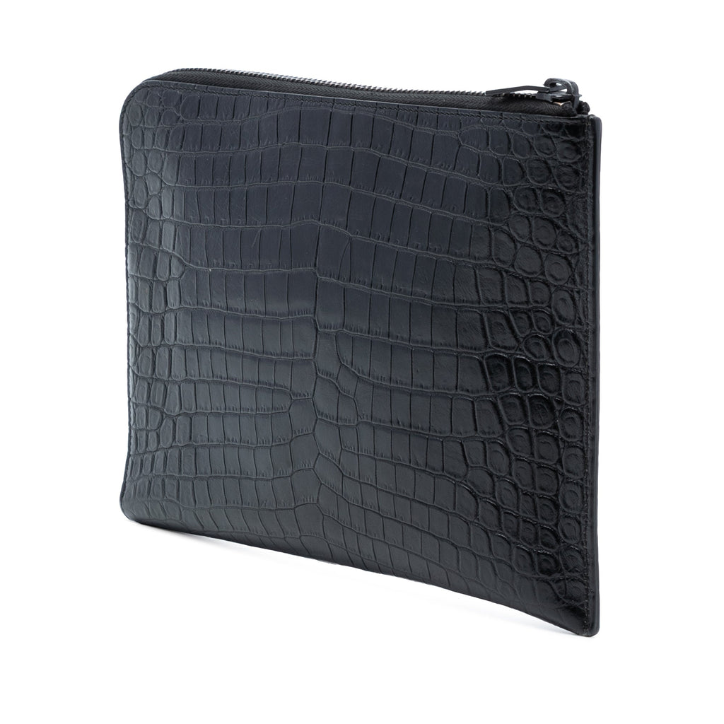 Croc Embossed Leather Clutch