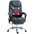 6-Point PU Leather Heated Massage Office Chair with Adjustable Height & Footrest, Grey