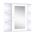 Bathroom Medicine Cabinet, Wall Mounted Cabinet with Mirrored Door & Open Shelves, White