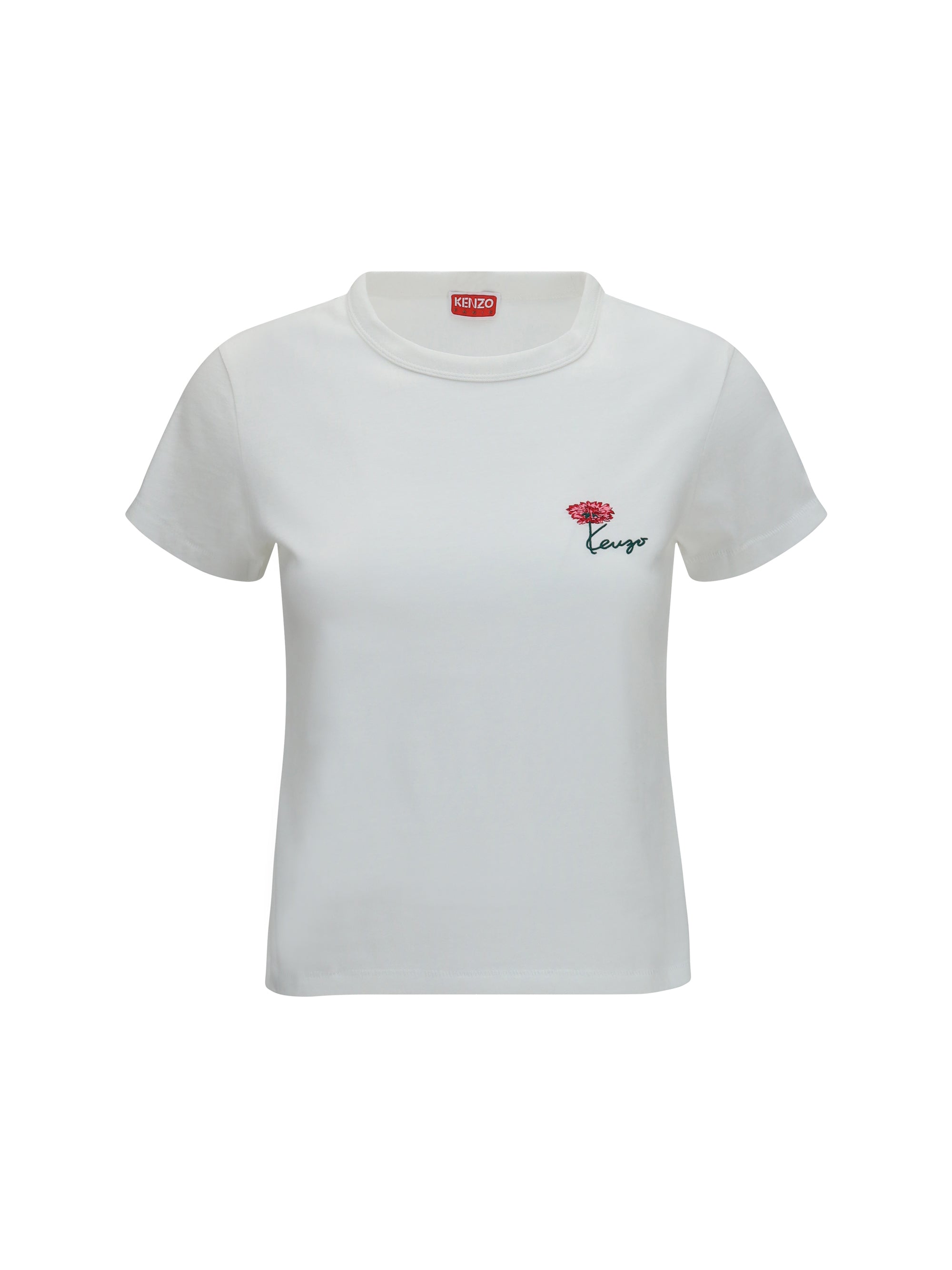 Kenzo Tulip Embroidered Cotton T-Shirt — White