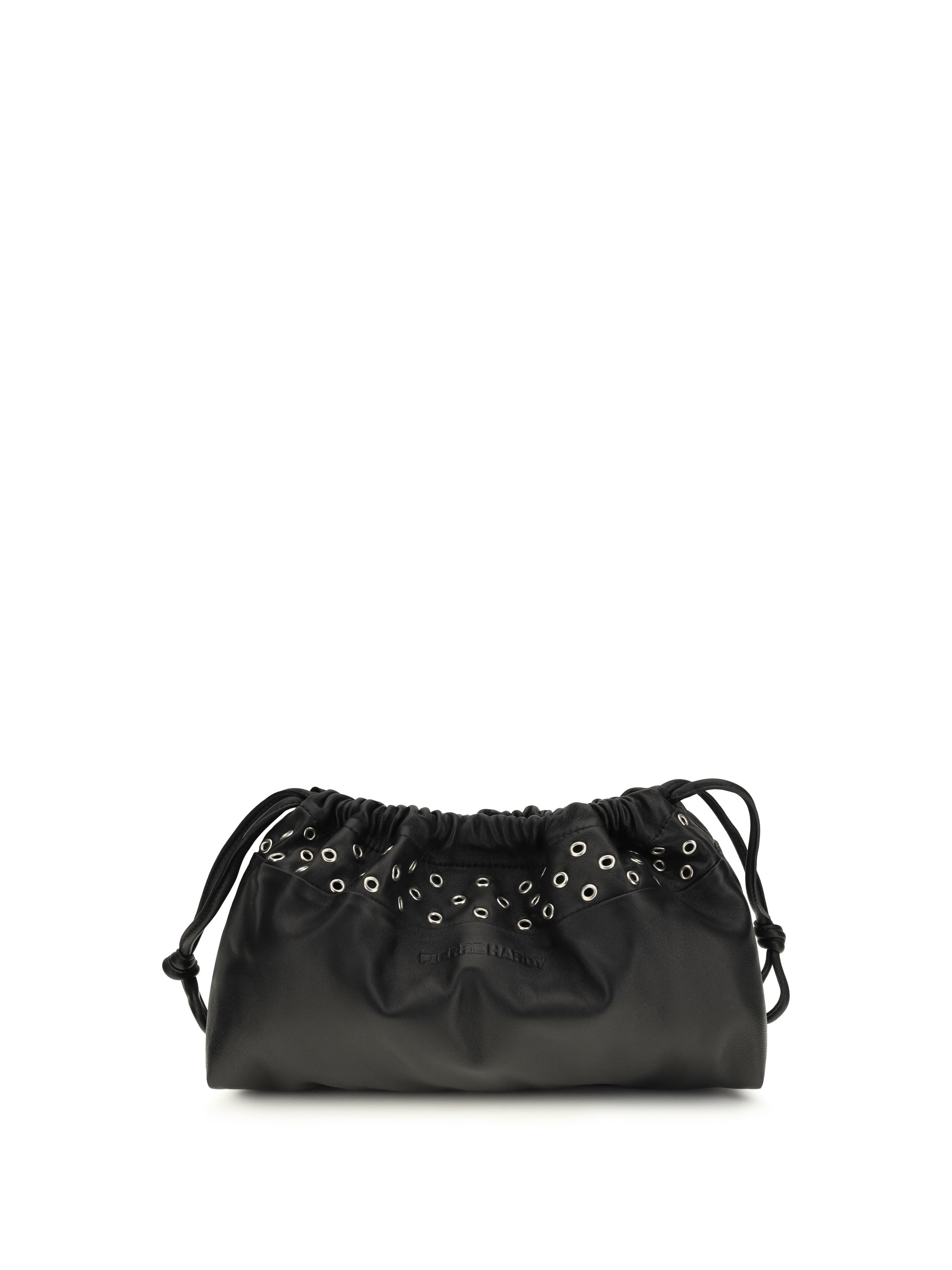 Pierre Hardy Eyelet-Adorned Calfskin Clutch — Black