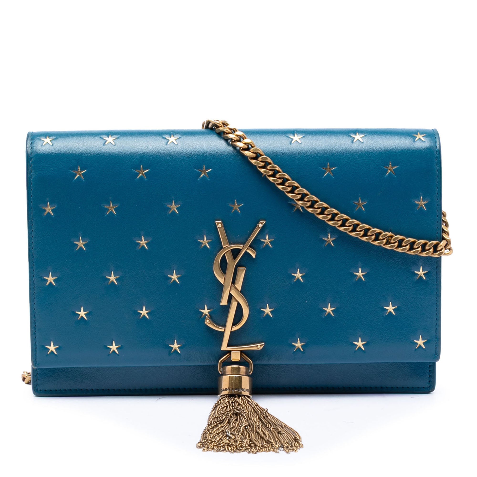 Calfskin Star Print Classic Monogram Kate Tassel Wallet on Chain