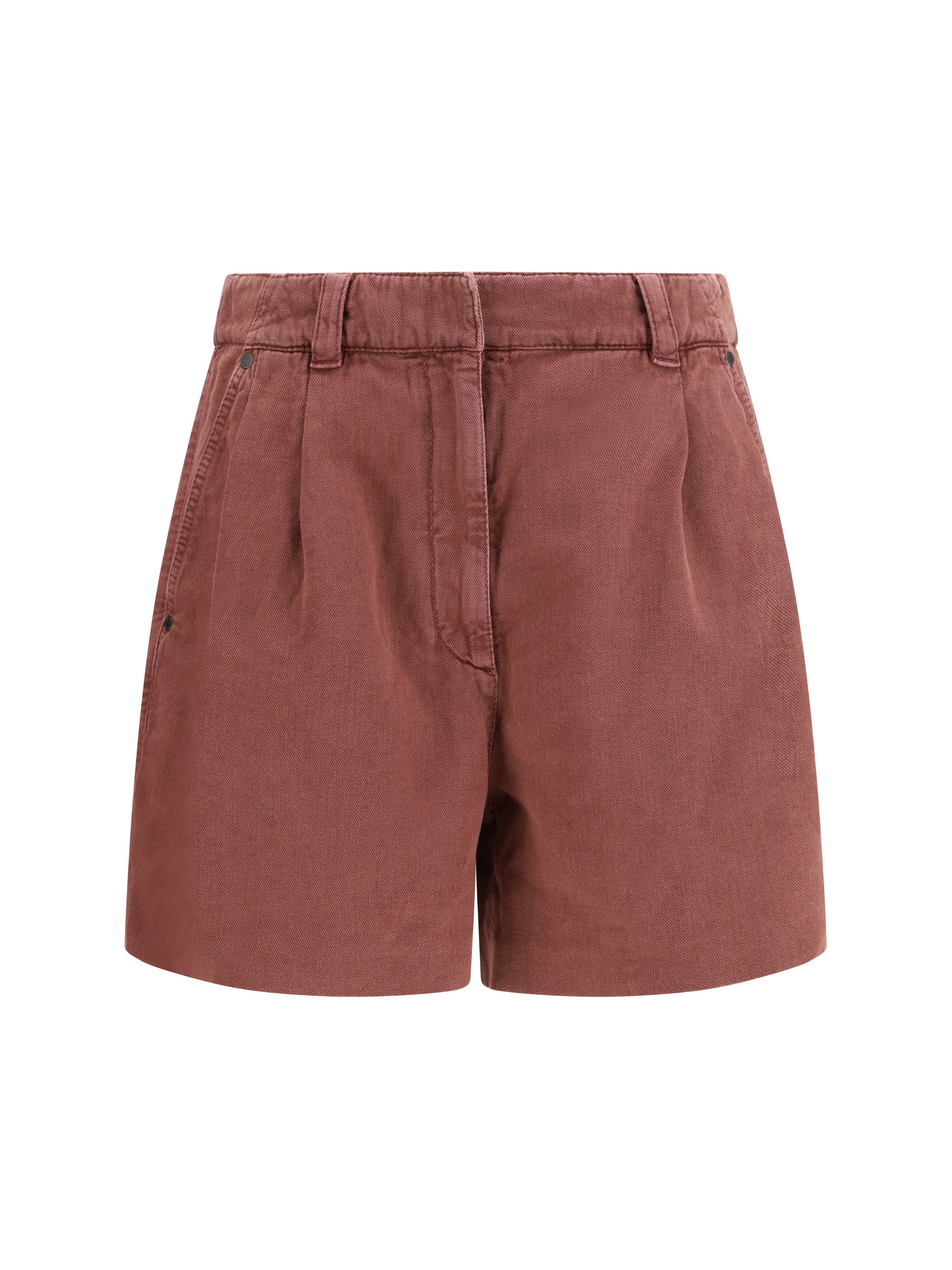 Brunello Cucinelli Linen Cotton Bermudas — Red