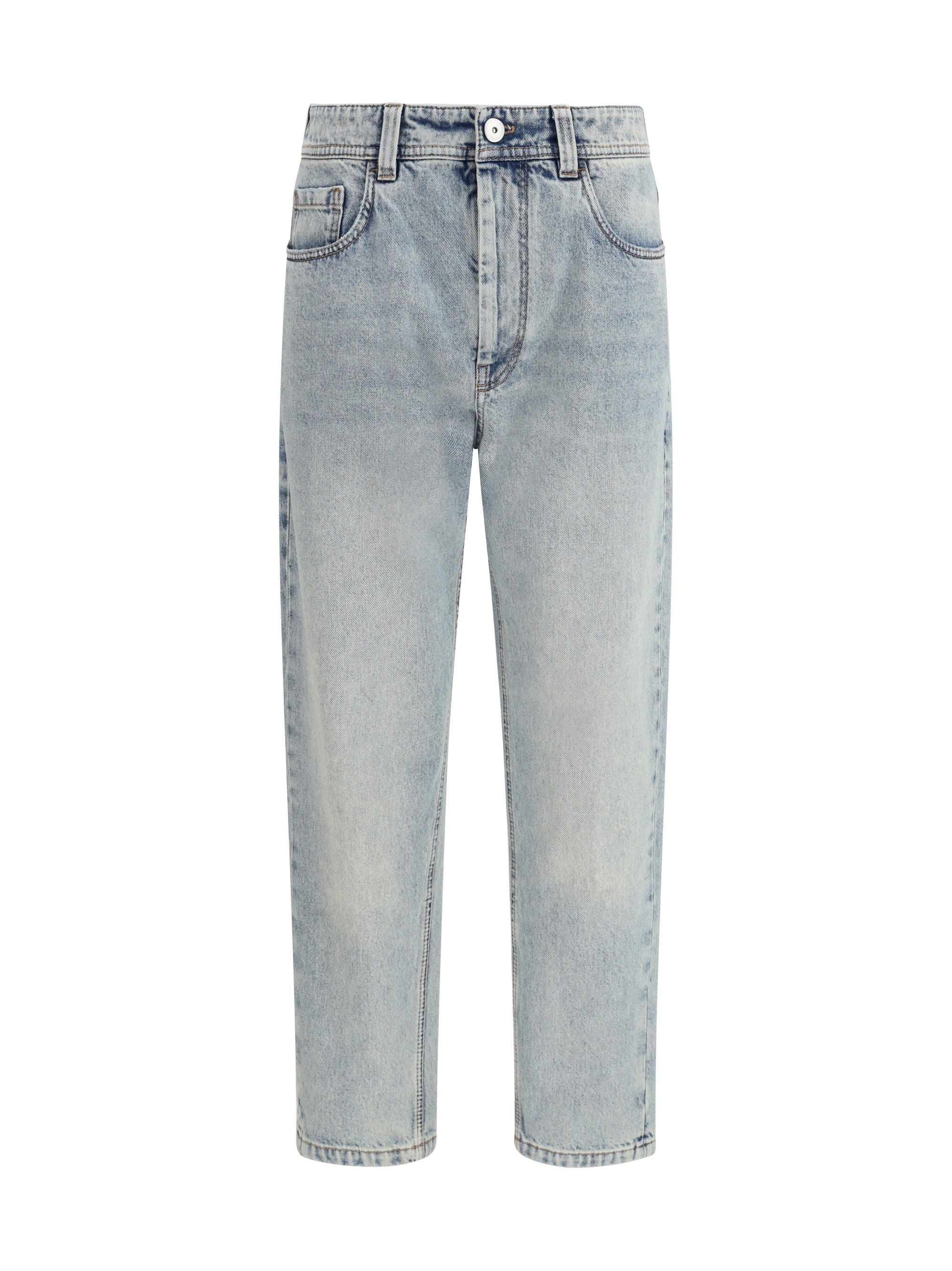 Brunello Cucinelli Straight-Leg Denim Jeans — Gray