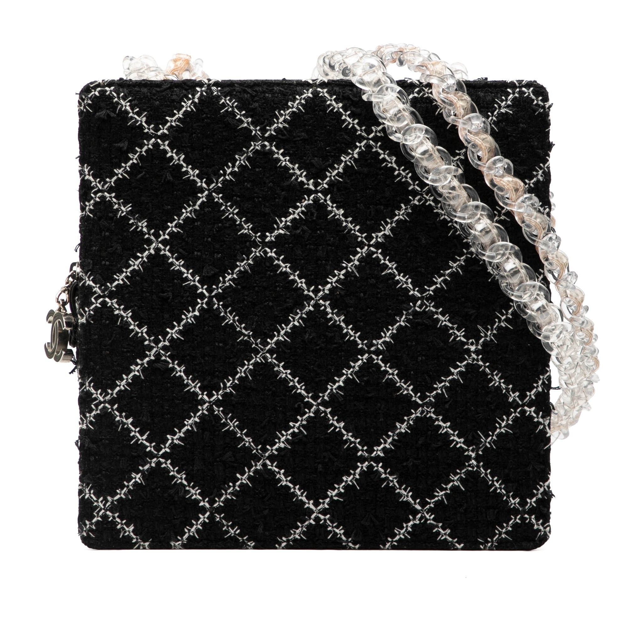 Tweed and Resin Zipped Chain Shopping Bag