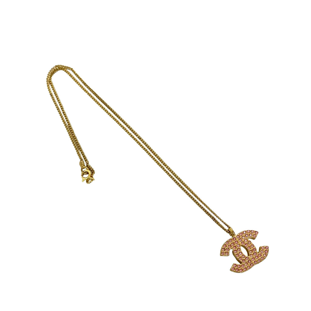 CC Gold Plated Rhinestone Pendant Necklace