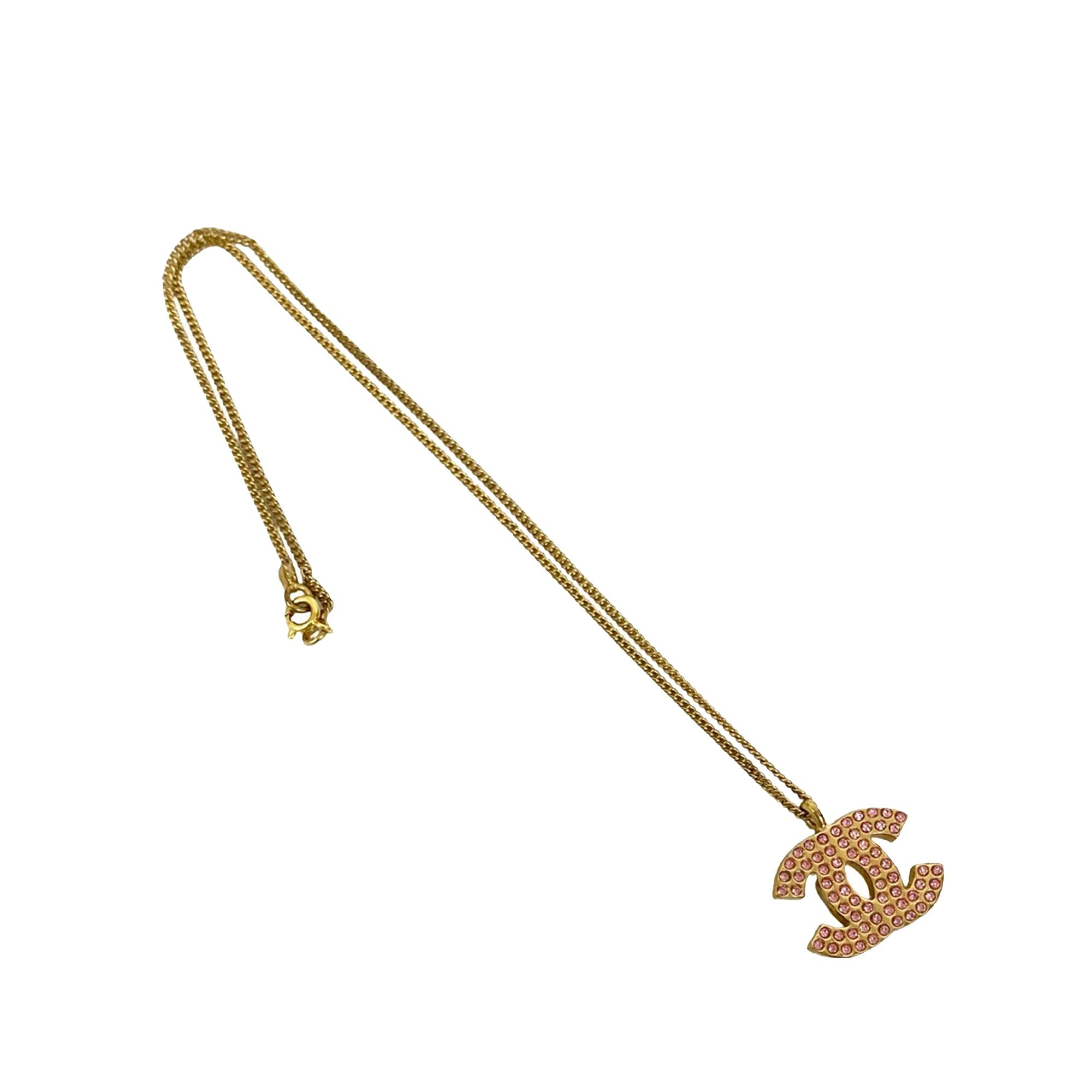 CC Gold Plated Rhinestone Pendant Necklace