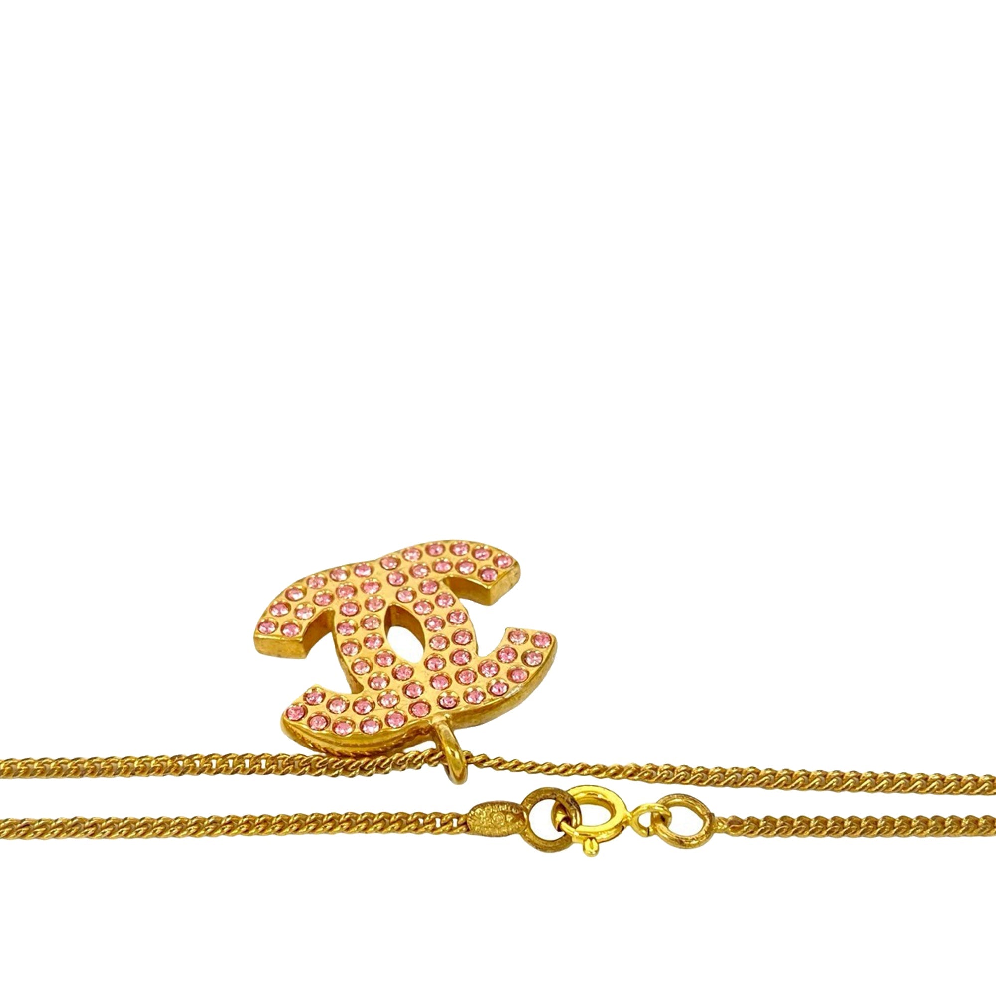 CC Gold Plated Rhinestone Pendant Necklace