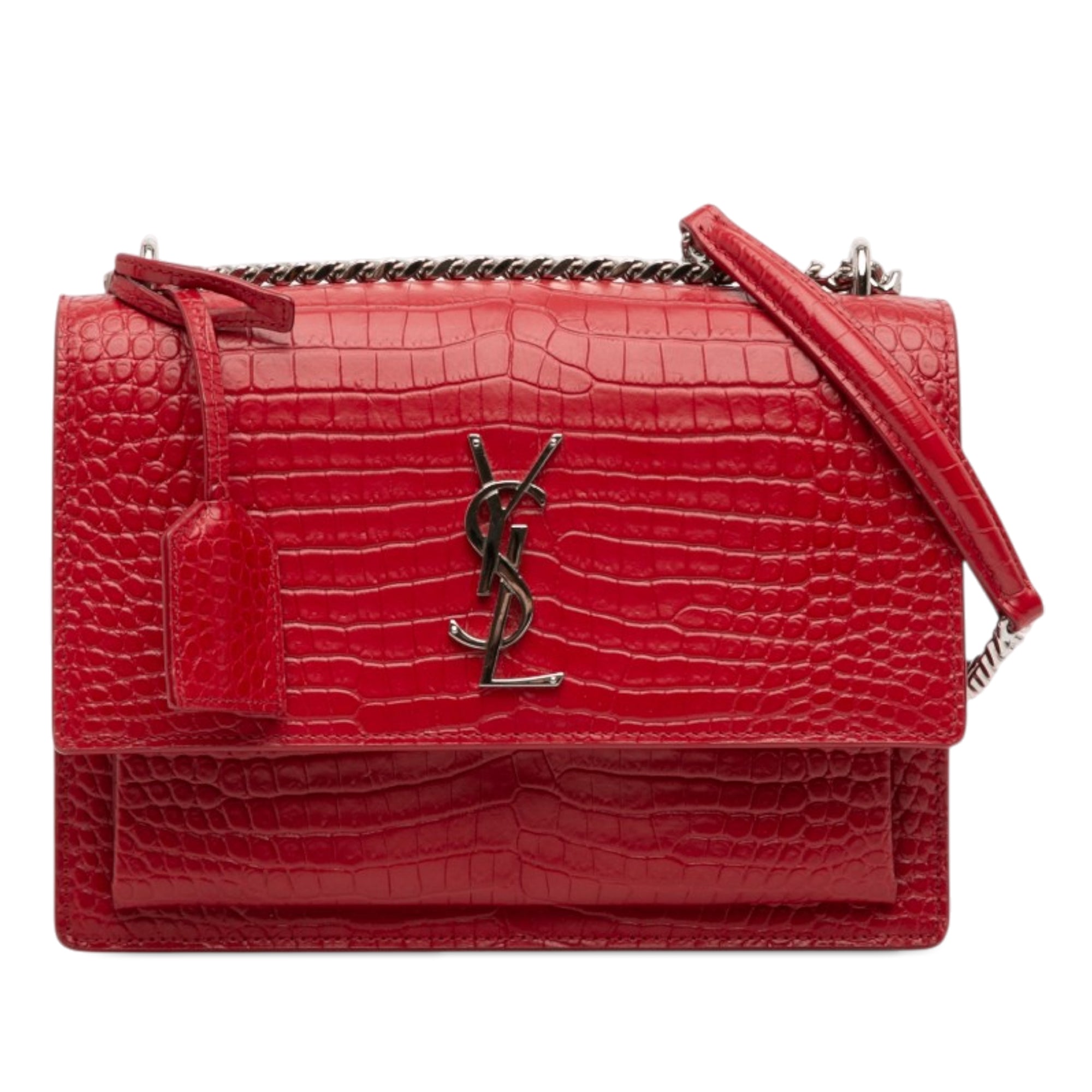 Medium Croc Embossed Leather Monogram Sunset Crossbody