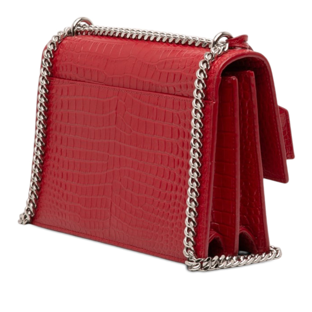 Medium Croc Embossed Leather Monogram Sunset Crossbody