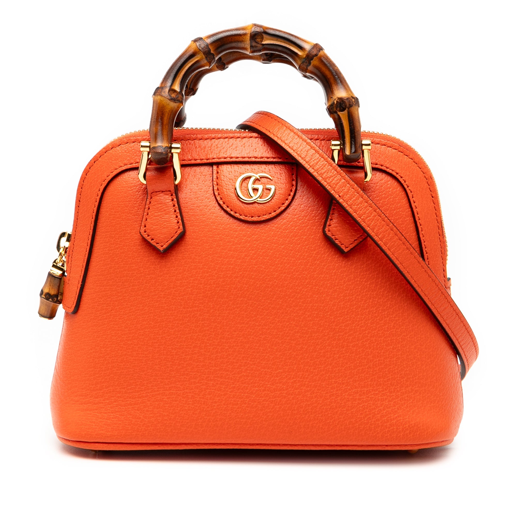 Mini Dollar Calfskin Bamboo Diana Dome Satchel