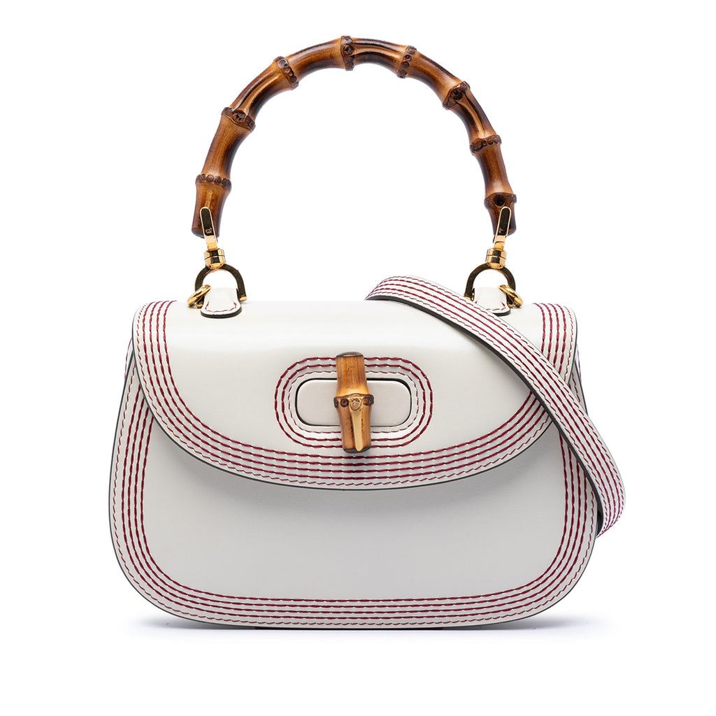 Small Calfskin Stitched Bamboo 1947 Top Handle Bag