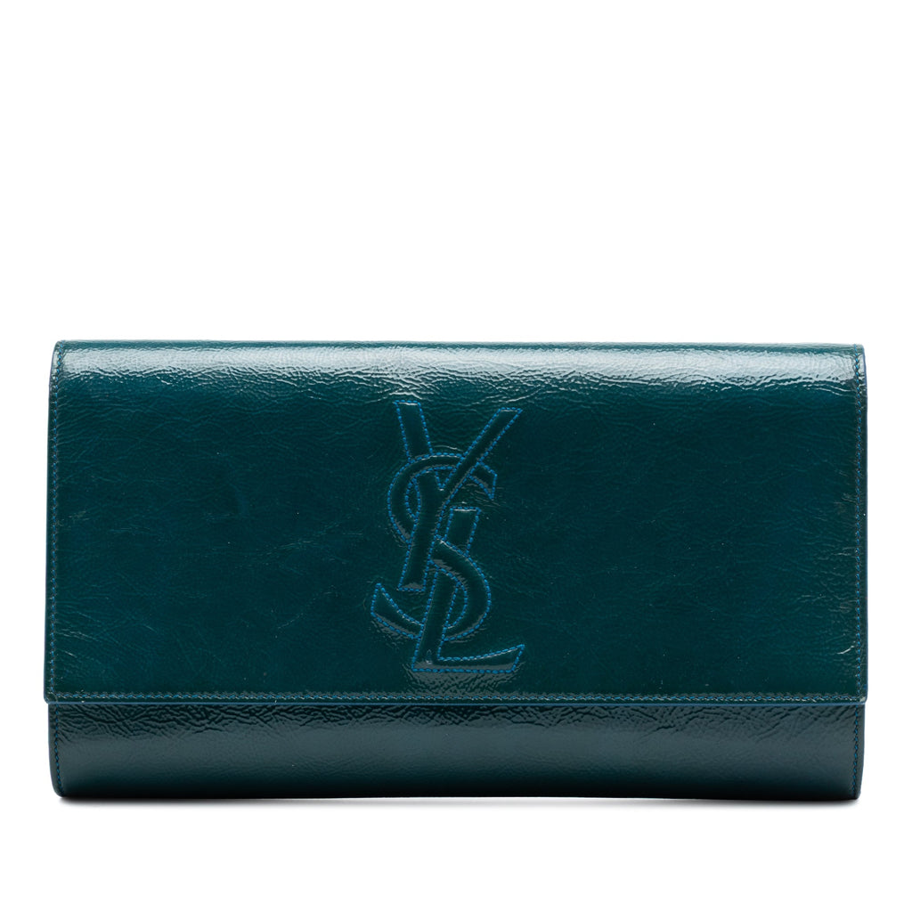 Large Textured Patent Belle De Jour Clutch