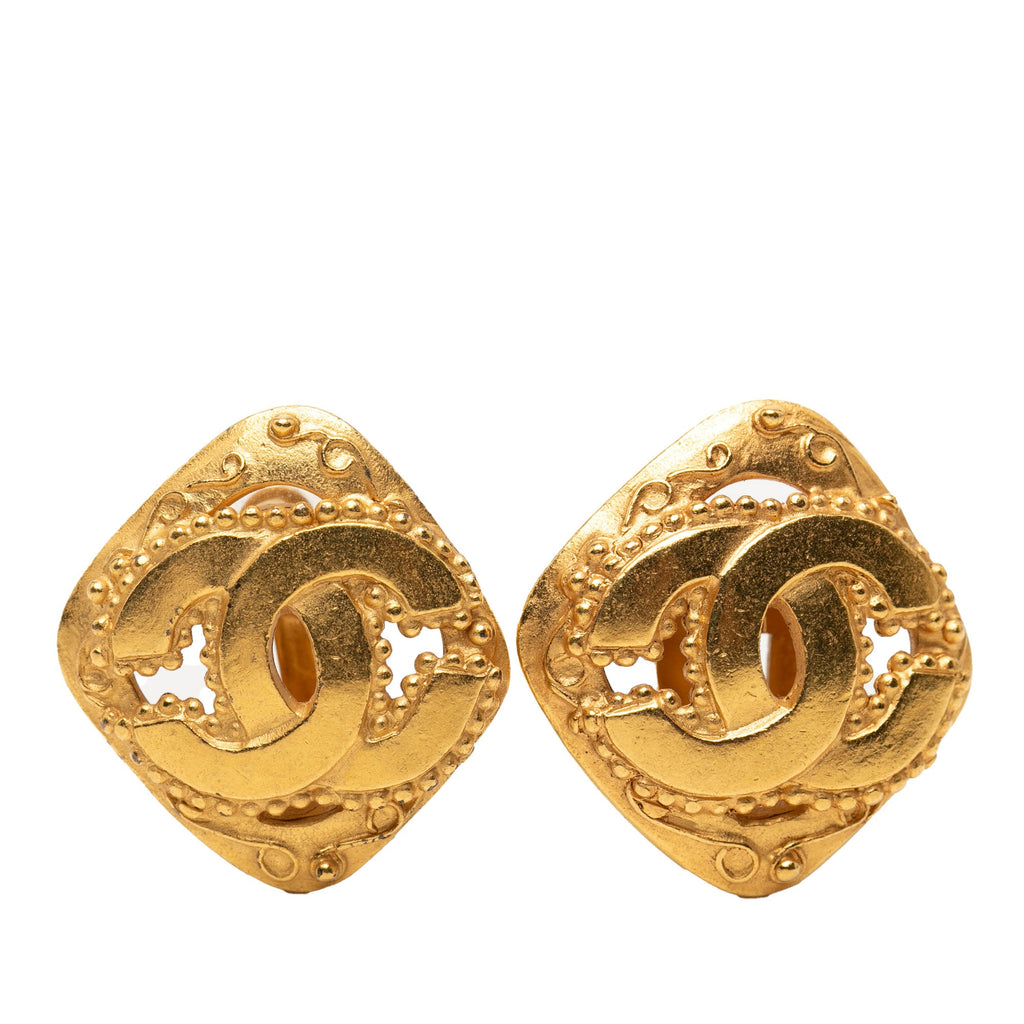 CC Gold Plated Rhombus Clip On Earrings