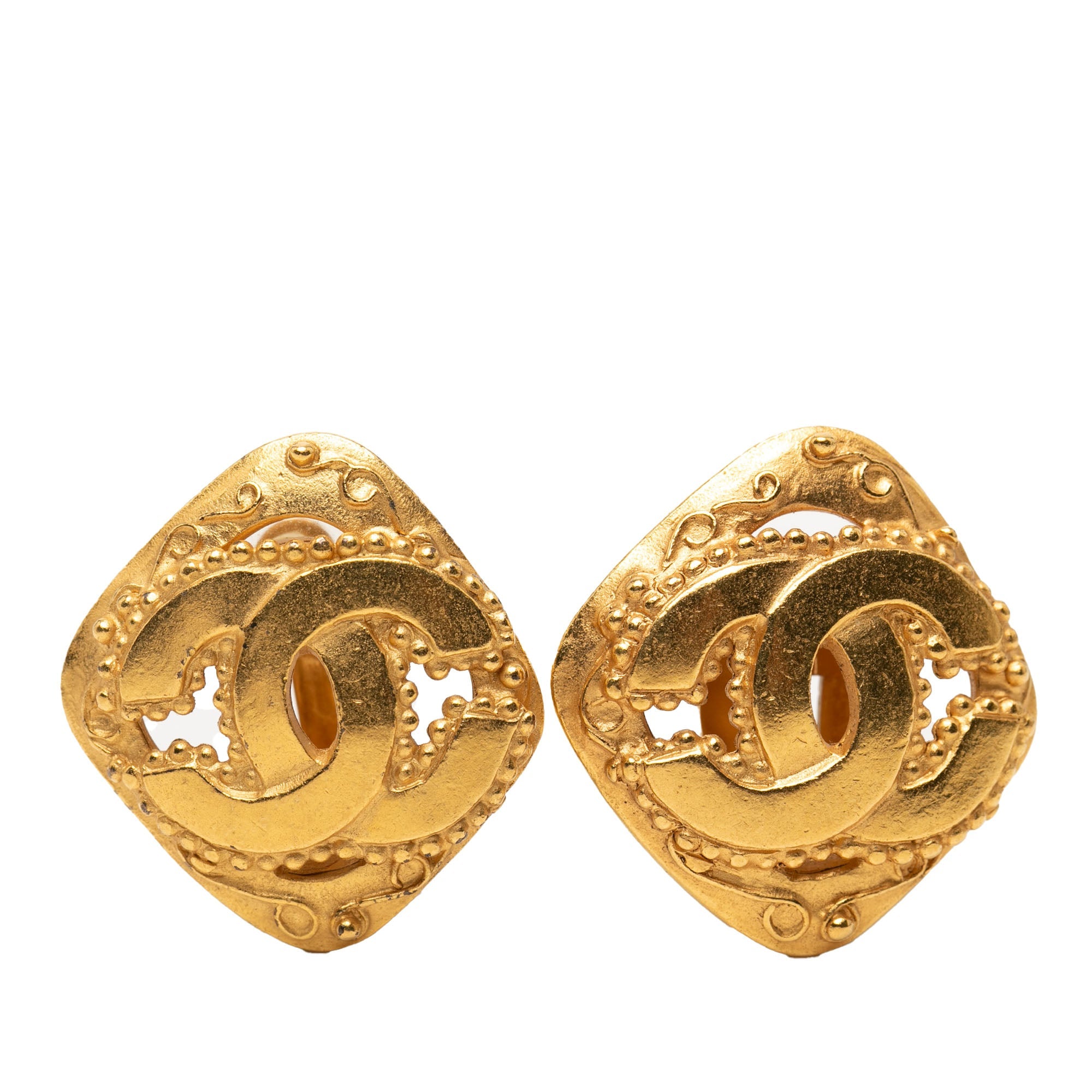 CC Gold Plated Rhombus Clip On Earrings