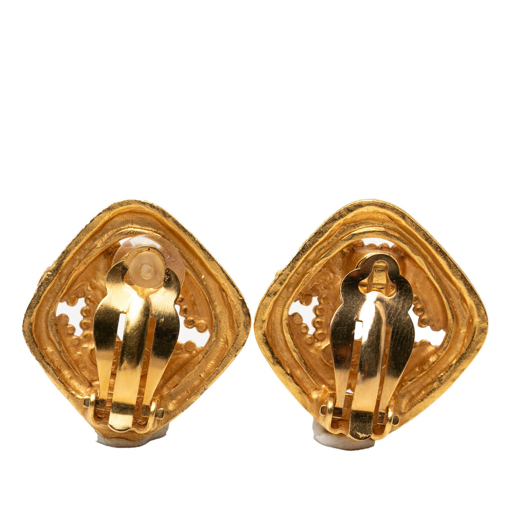 CC Gold Plated Rhombus Clip On Earrings