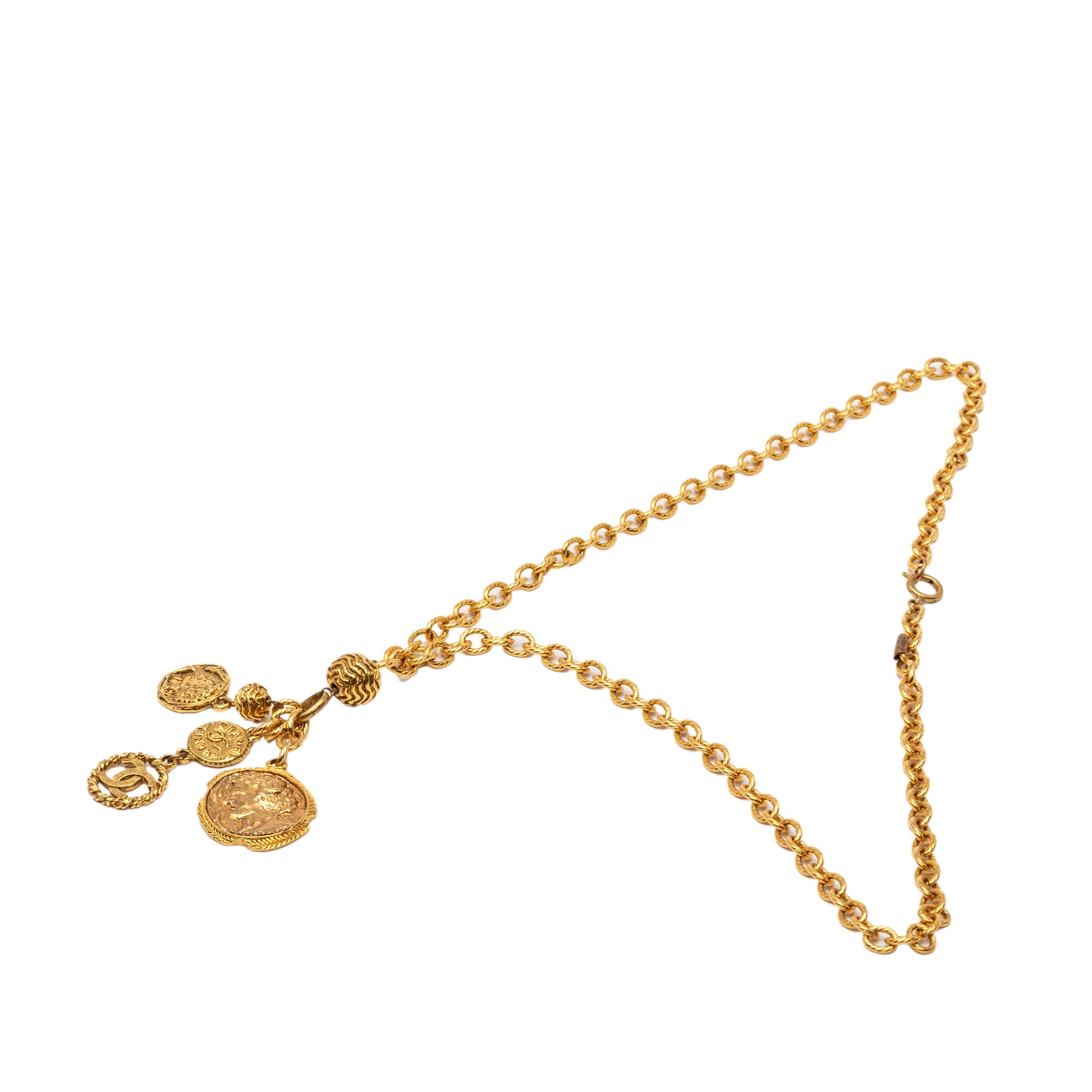 CC Gold Plated Medallion Coin Charm Pendant Necklace